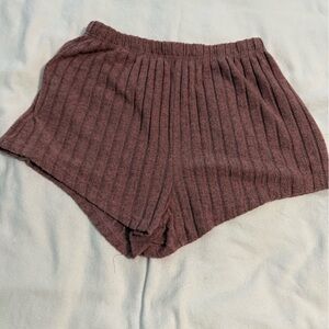 SHEIN Ribbed Knit Shorts in Mauve